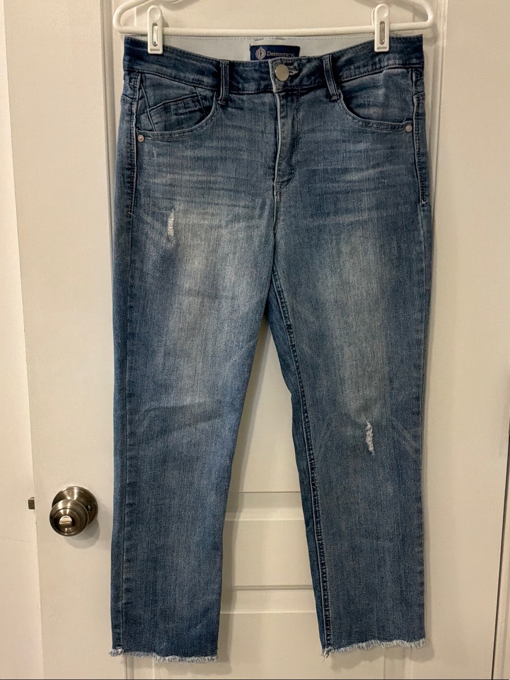 Democracy Cropped Boyfriend Distressed Jeans